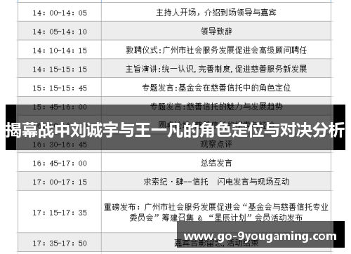 揭幕战中刘诚宇与王一凡的角色定位与对决分析