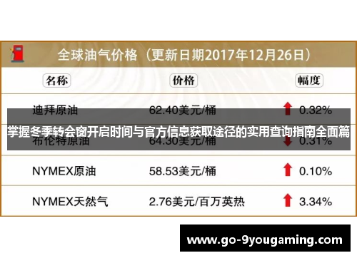 掌握冬季转会窗开启时间与官方信息获取途径的实用查询指南全面篇