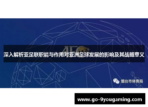 深入解析亚足联职能与作用对亚洲足球发展的影响及其战略意义
